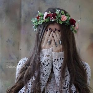 Burgundy flower crown